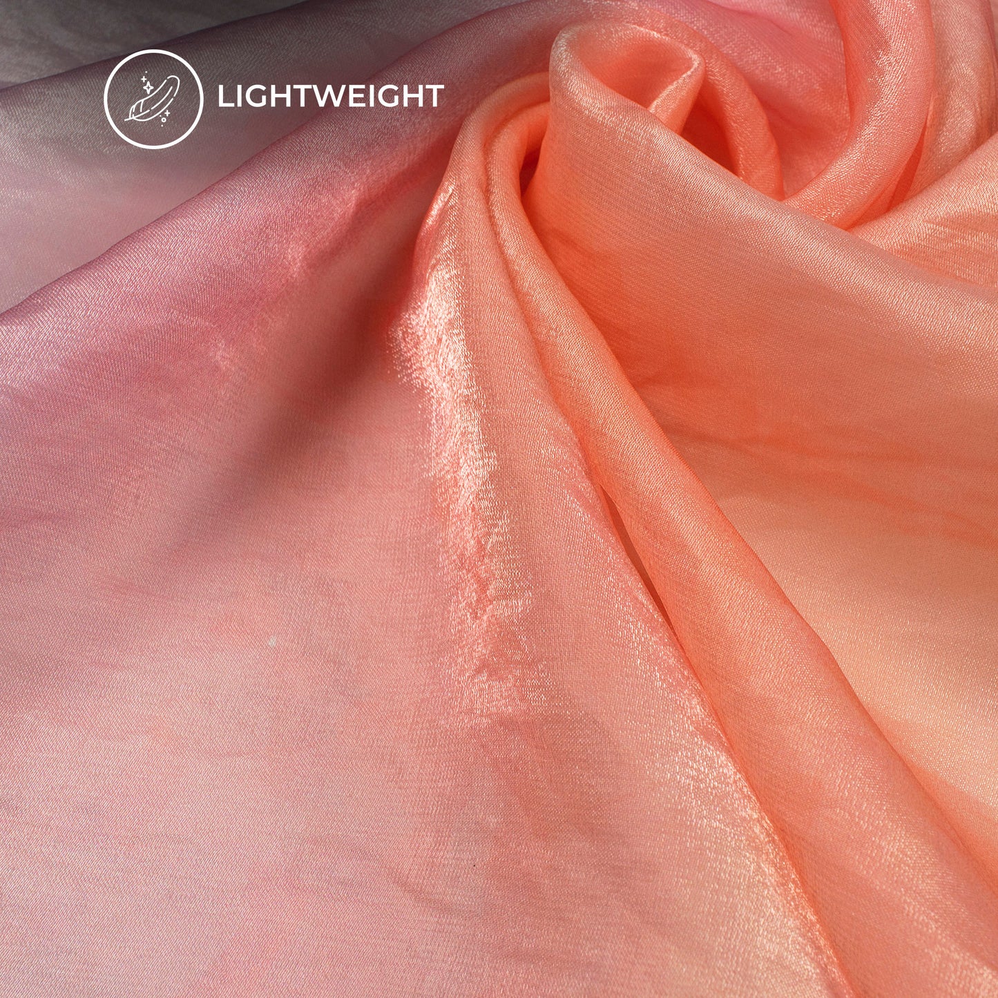 Neon Orange Floral Digital Print Shimmer Tissue Fabric