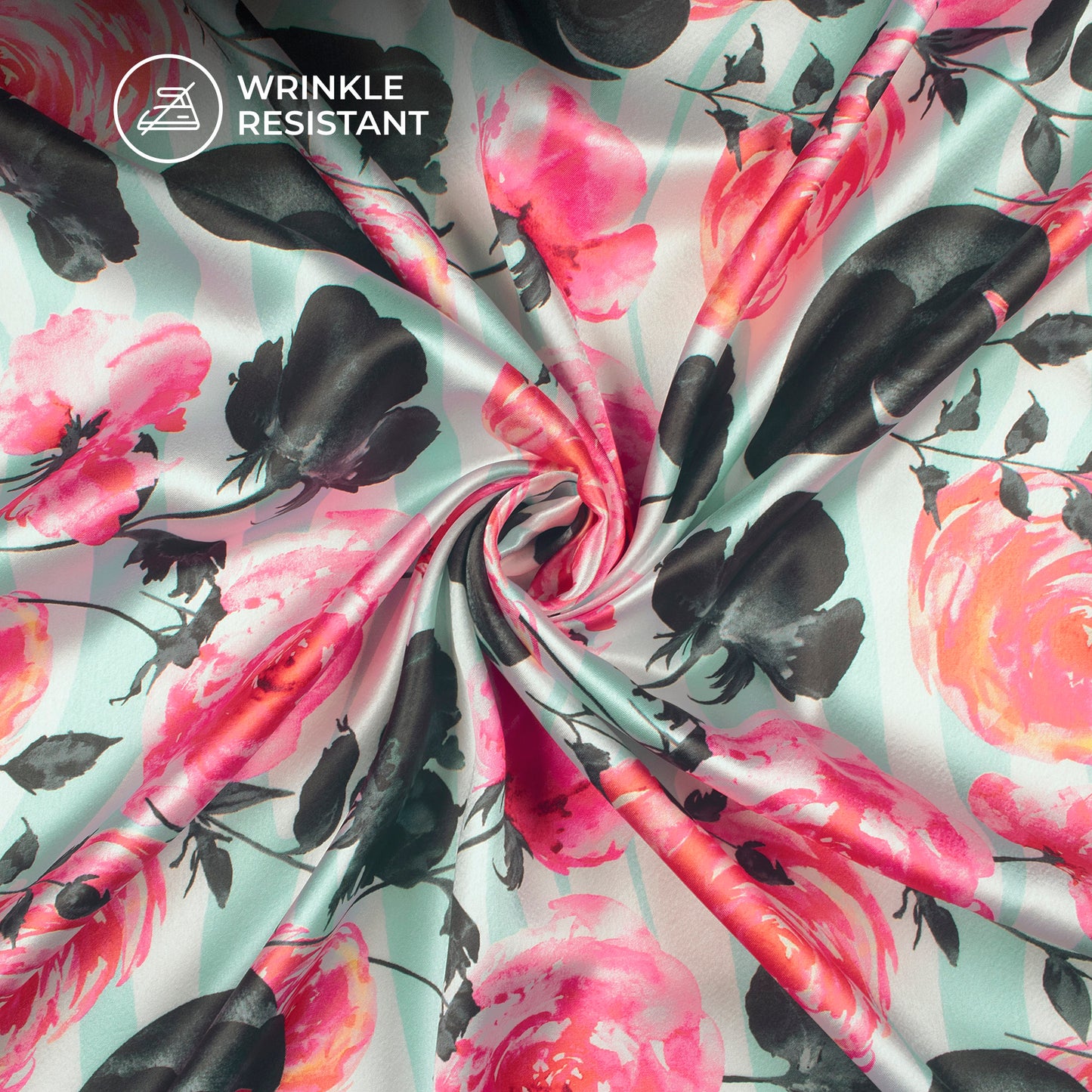 Signature Collection Rose Floral Digital Print Japan Satin Fabric