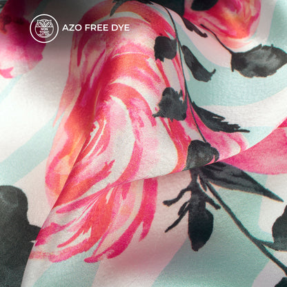 Signature Collection Rose Floral Digital Print Japan Satin Fabric