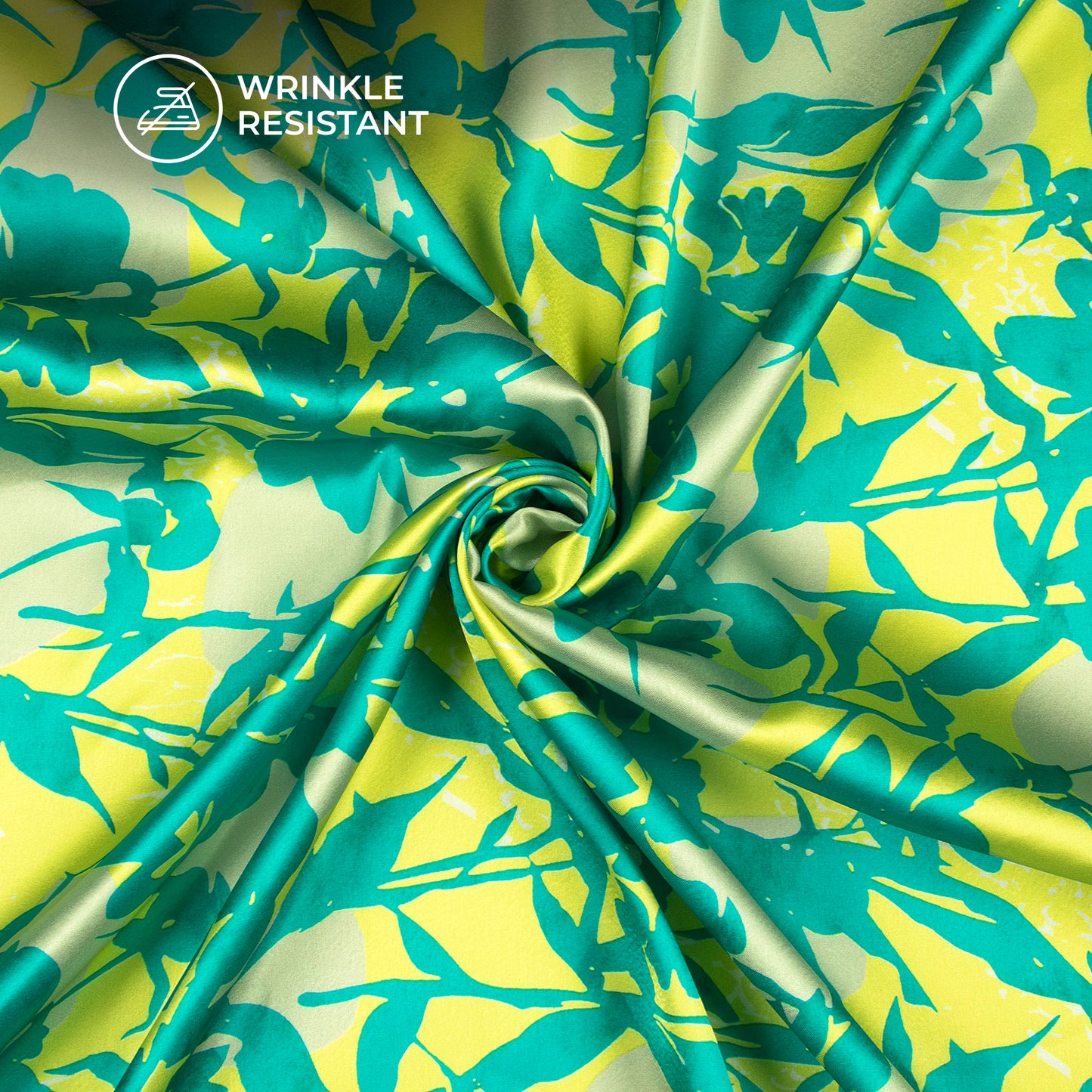 Curated For Creators Leaf Print Digital Print Japan Satin Fabric