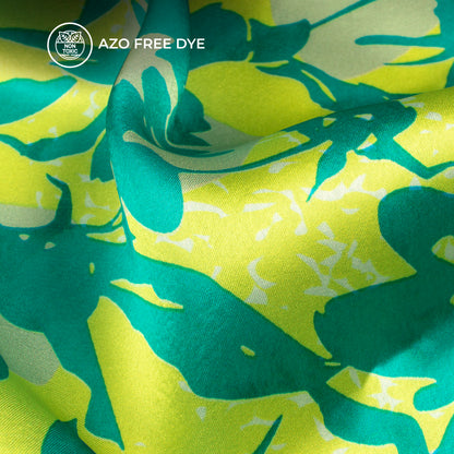 Curated For Creators Leaf Print Digital Print Japan Satin Fabric