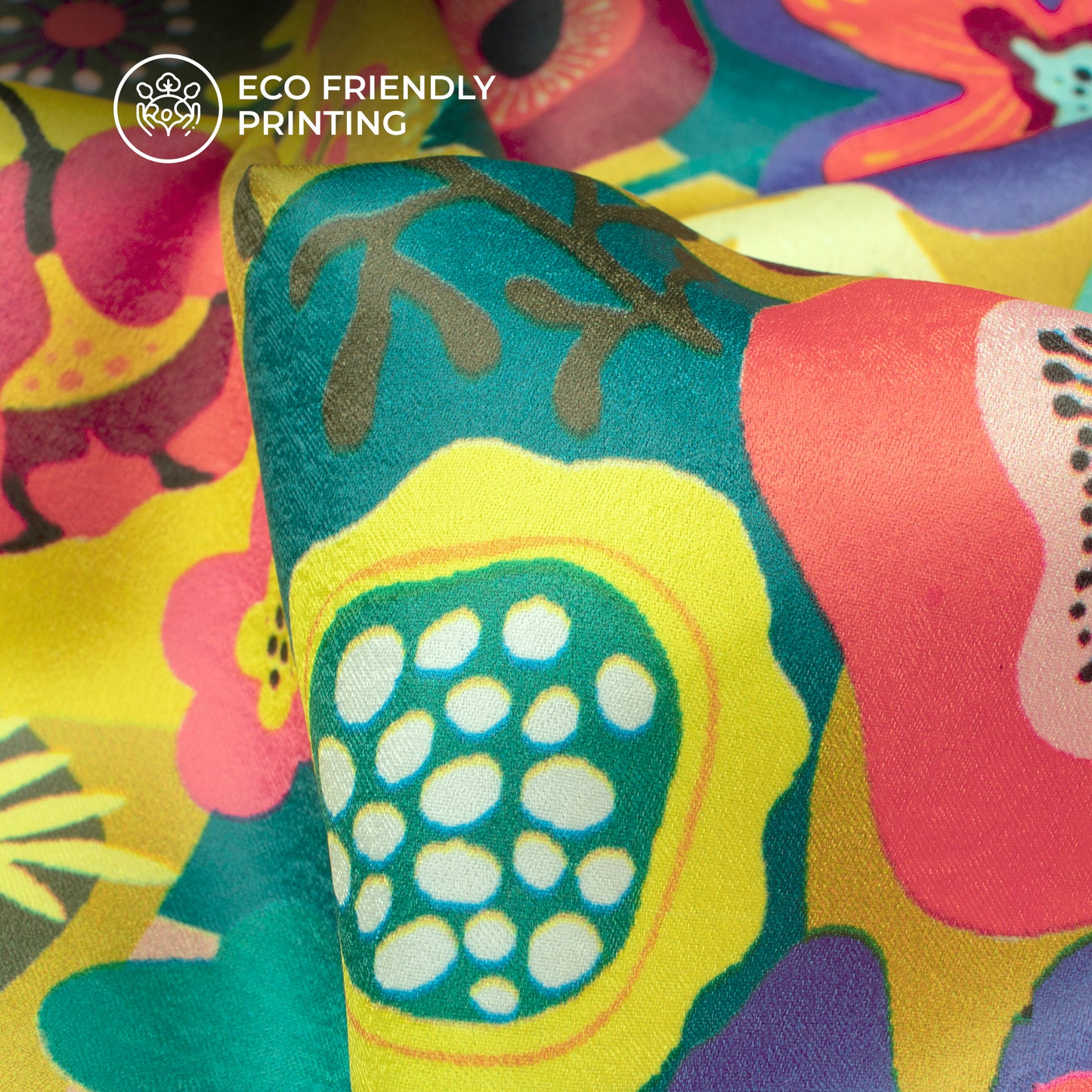 Multi Color Floral Digital Print Lush Satin Fabric