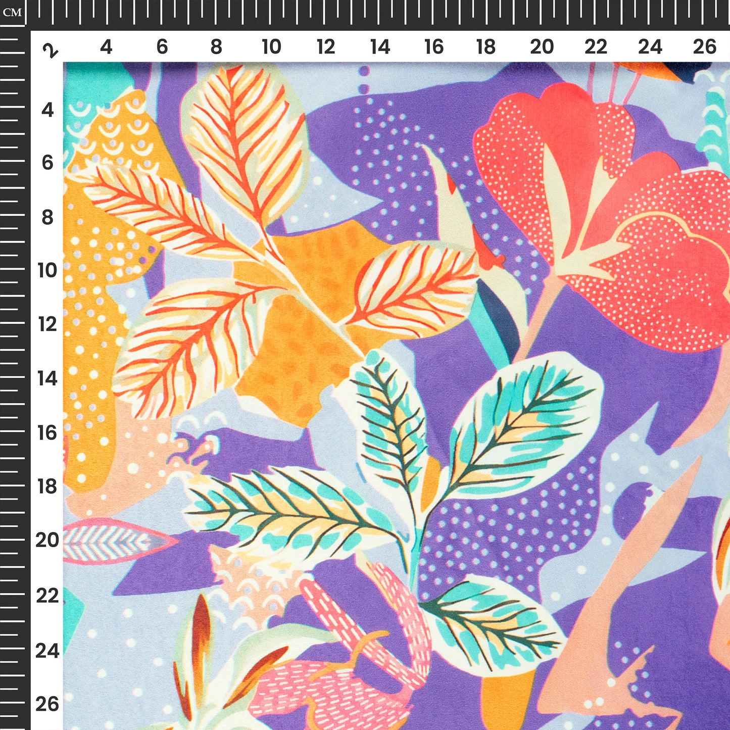 Iris Purple Floral Digital Print Lush Satin Fabric