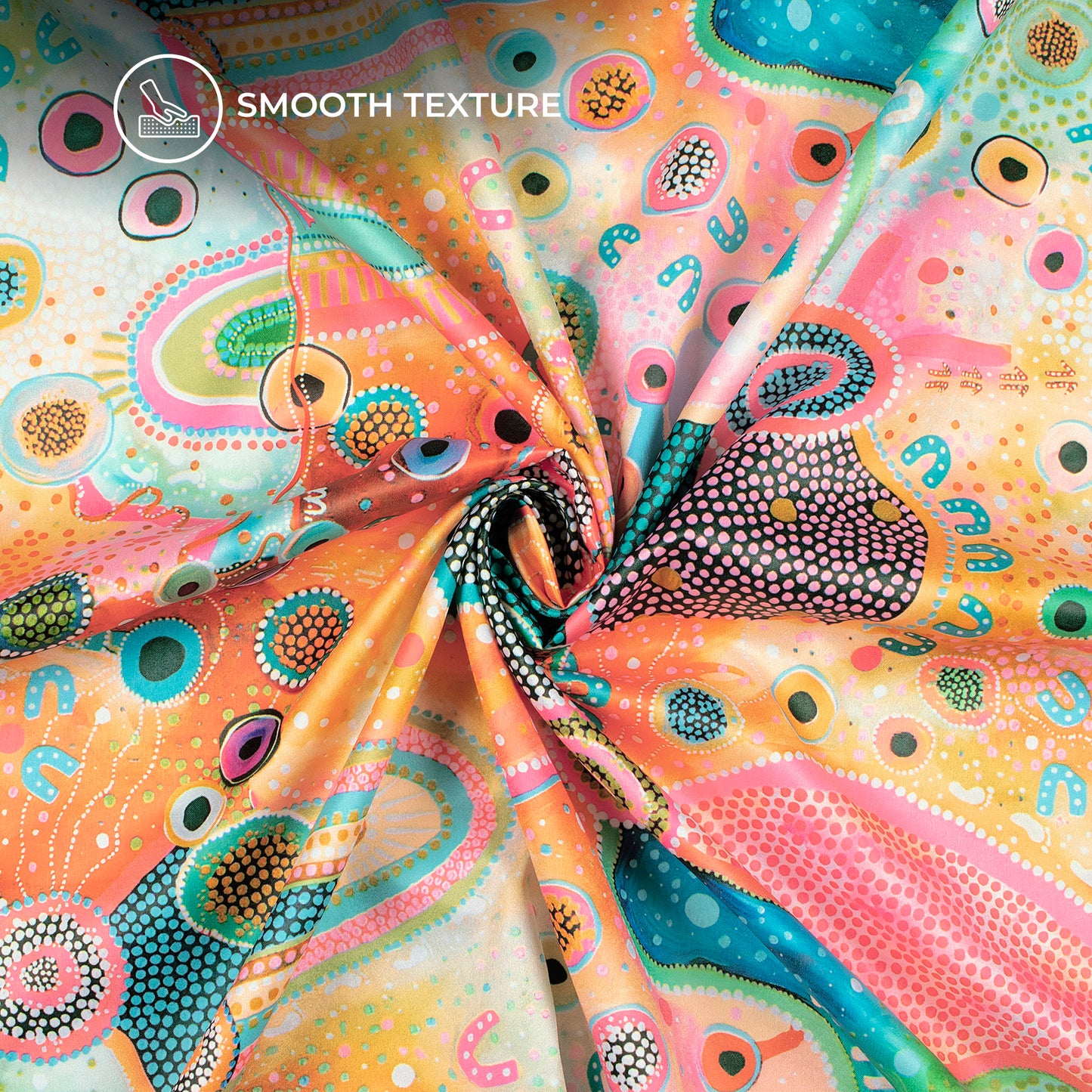 Multi Color Floral Digital Print Lush Satin Fabric