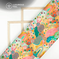 Multi Color Floral Digital Print Lush Satin Fabric