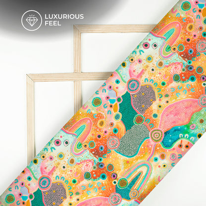 Multi Color Floral Digital Print Lush Satin Fabric