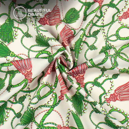 Fashion Designer's Choice Chain Print Digital Print Imported Satin Fabric