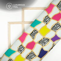 2026 Trending Wave Block Digital Print Imported Satin Fabric