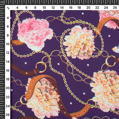 2027 In-Demand Floral Chain Digital Print Imported Satin Fabric