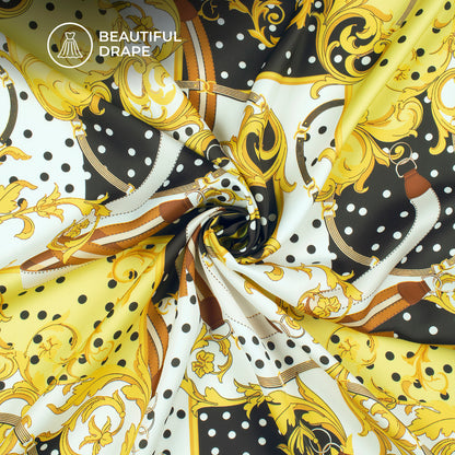 Luxury Abstract Patch Digital Print Imported Satin Fabric