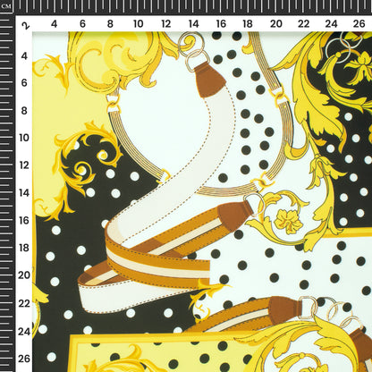 Luxury Abstract Patch Digital Print Imported Satin Fabric