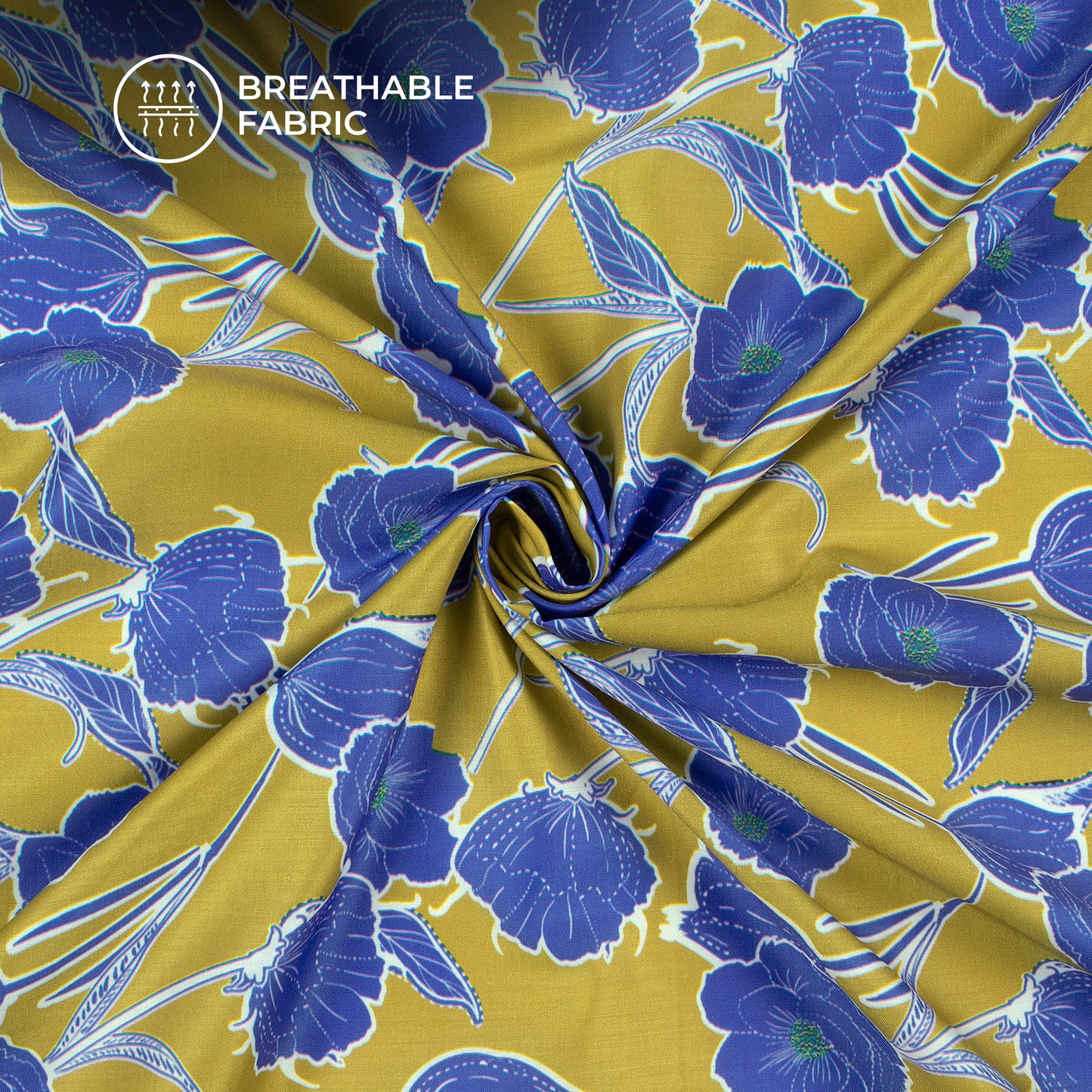 First Love Floral Bloom Digital Print Muslin Fabric