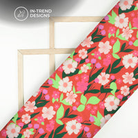 First Addiction Floral Digital Print Muslin Fabric