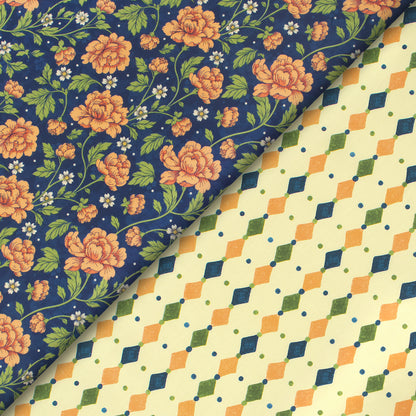 Destiny Talk Vintage Floral Digital Print Muslin Fabric