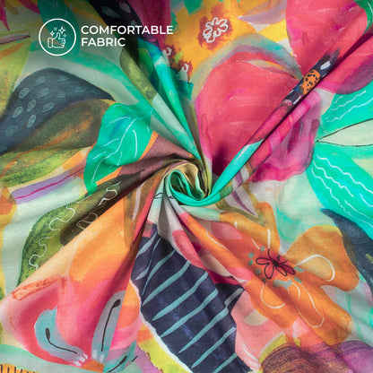 Artist's Digital Print Collection - Abstract Floral  Cotton Cambric Fabric