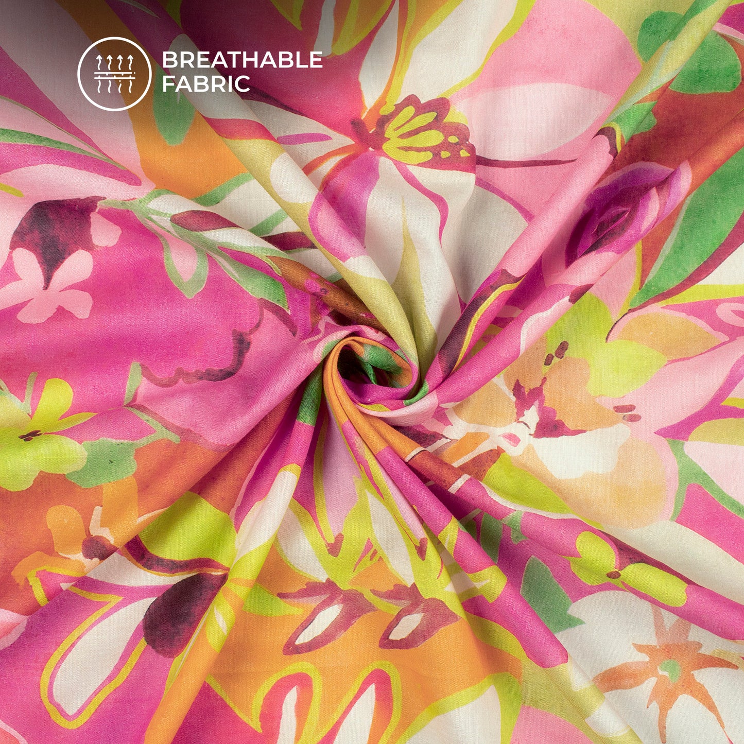 Viral Floral Print Digital Print Cotton Mulmul Fabric