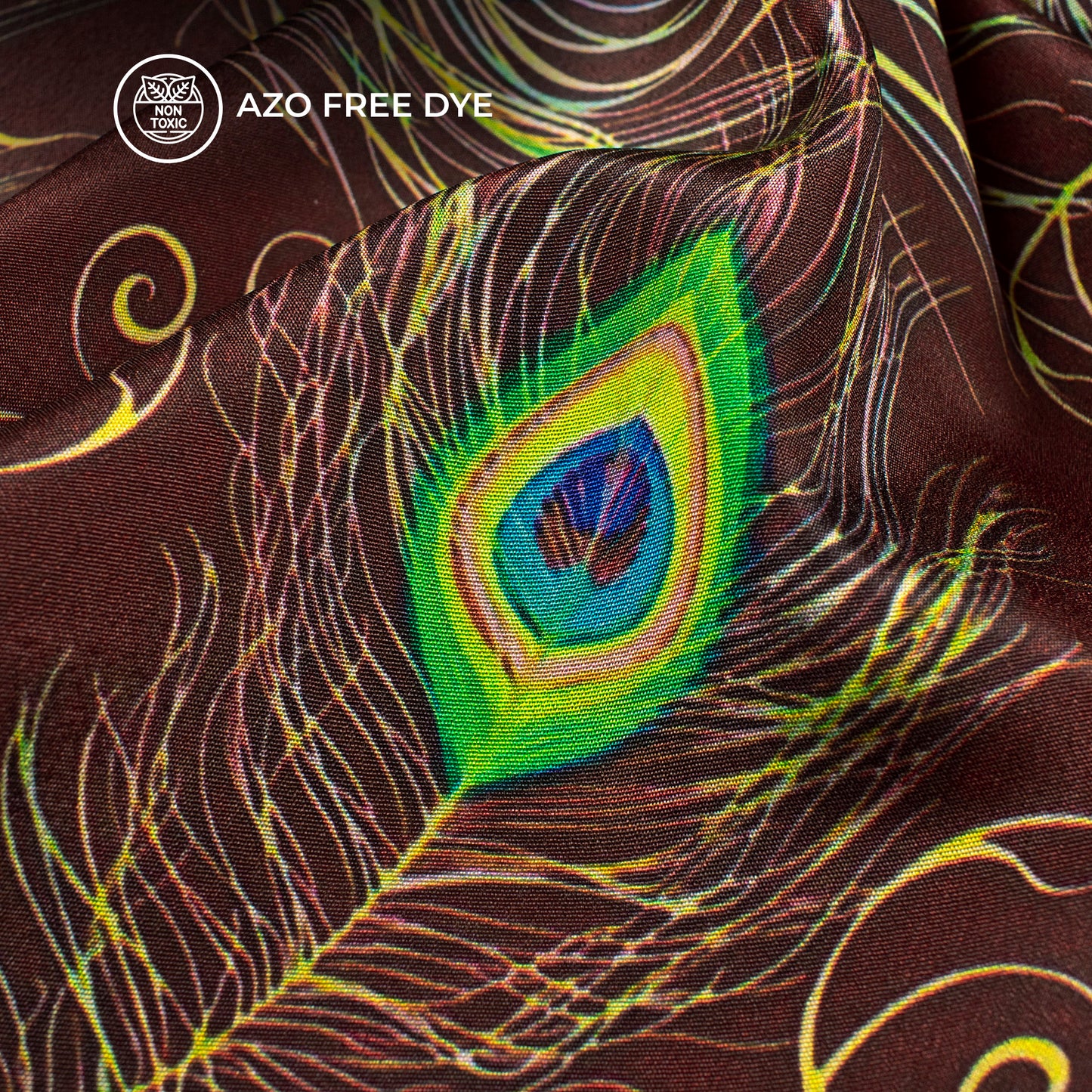 Mor Pankh Digital Print Crepe Silk Fabric ??