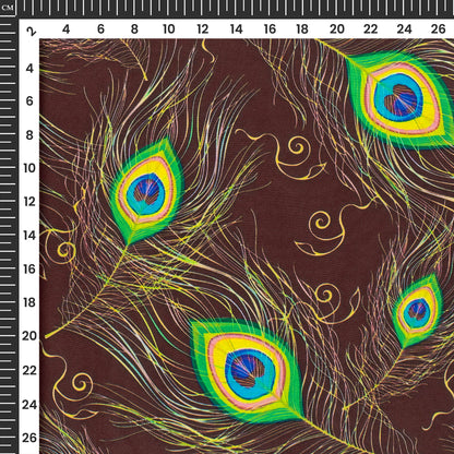 Mor Pankh Digital Print Crepe Silk Fabric ??