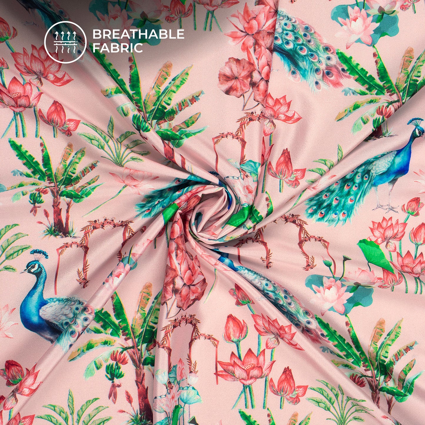 Vrindavan Blossom Digital Print Crepe Silk Fabric
