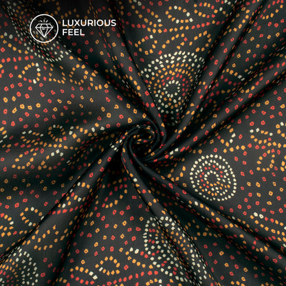 Midnight Heritage Collection – Digital Print Georgette Satin Fabric | Luxury Occasion Wear Fabric