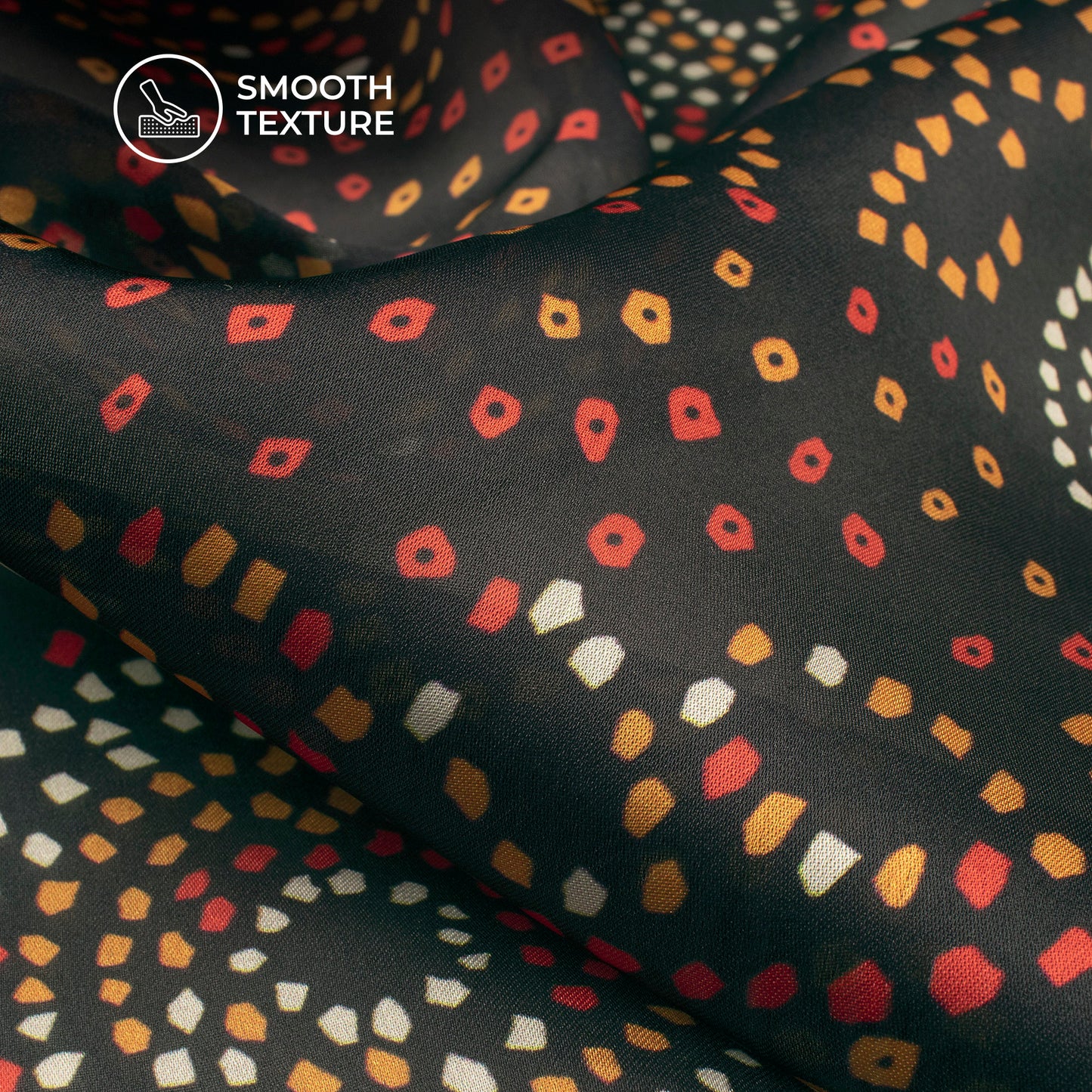 Midnight Heritage Collection – Digital Print Georgette Satin Fabric | Luxury Occasion Wear Fabric