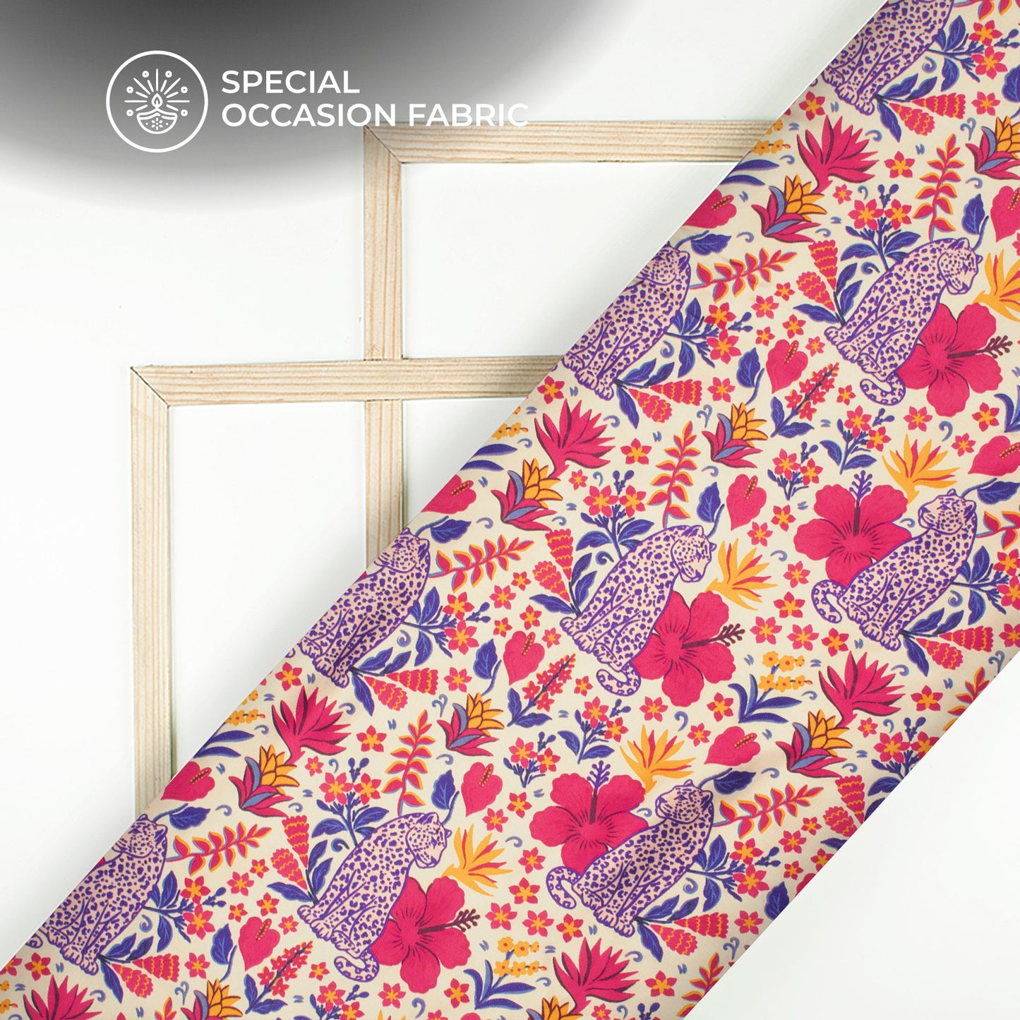 Cherry Red Floral Digital Print Viscose Gaji Silk Fabric