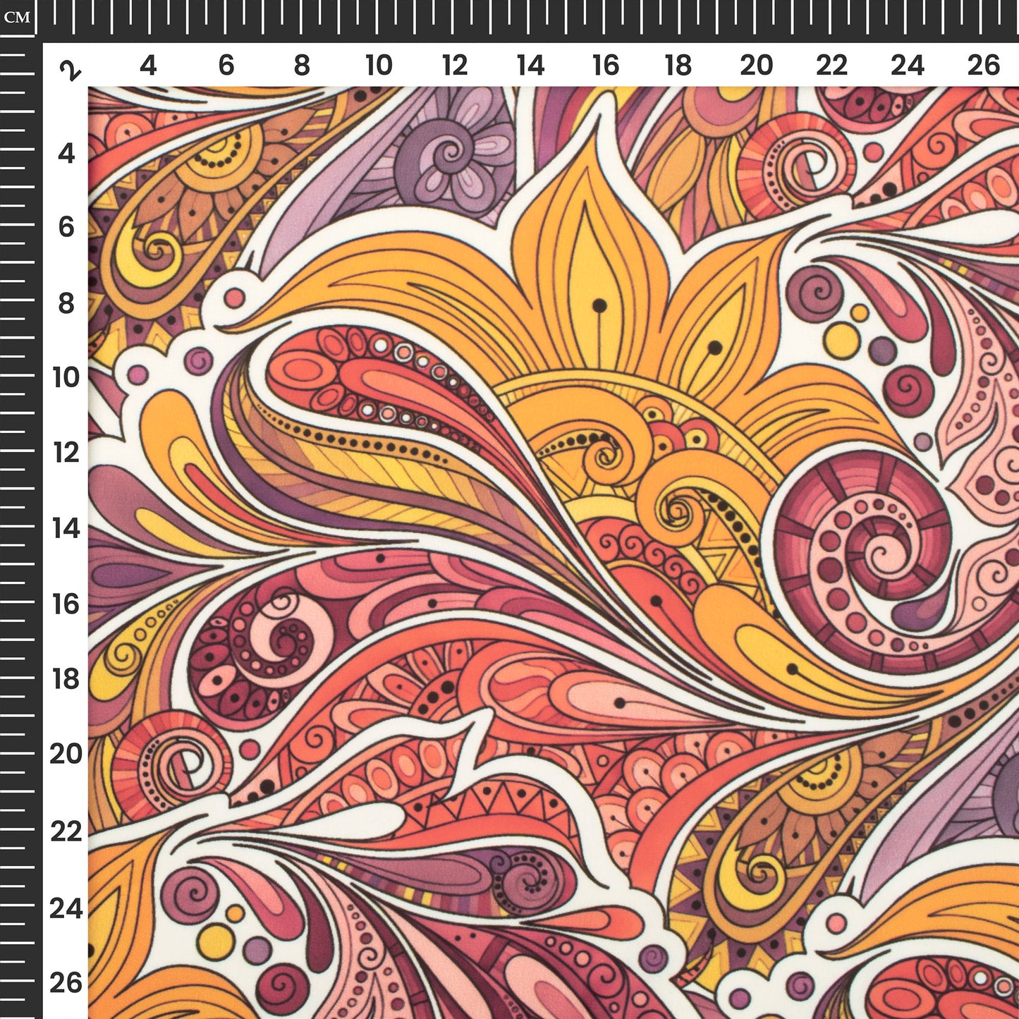 Bright Orange Paisley Digital Print Imported Satin Fabric