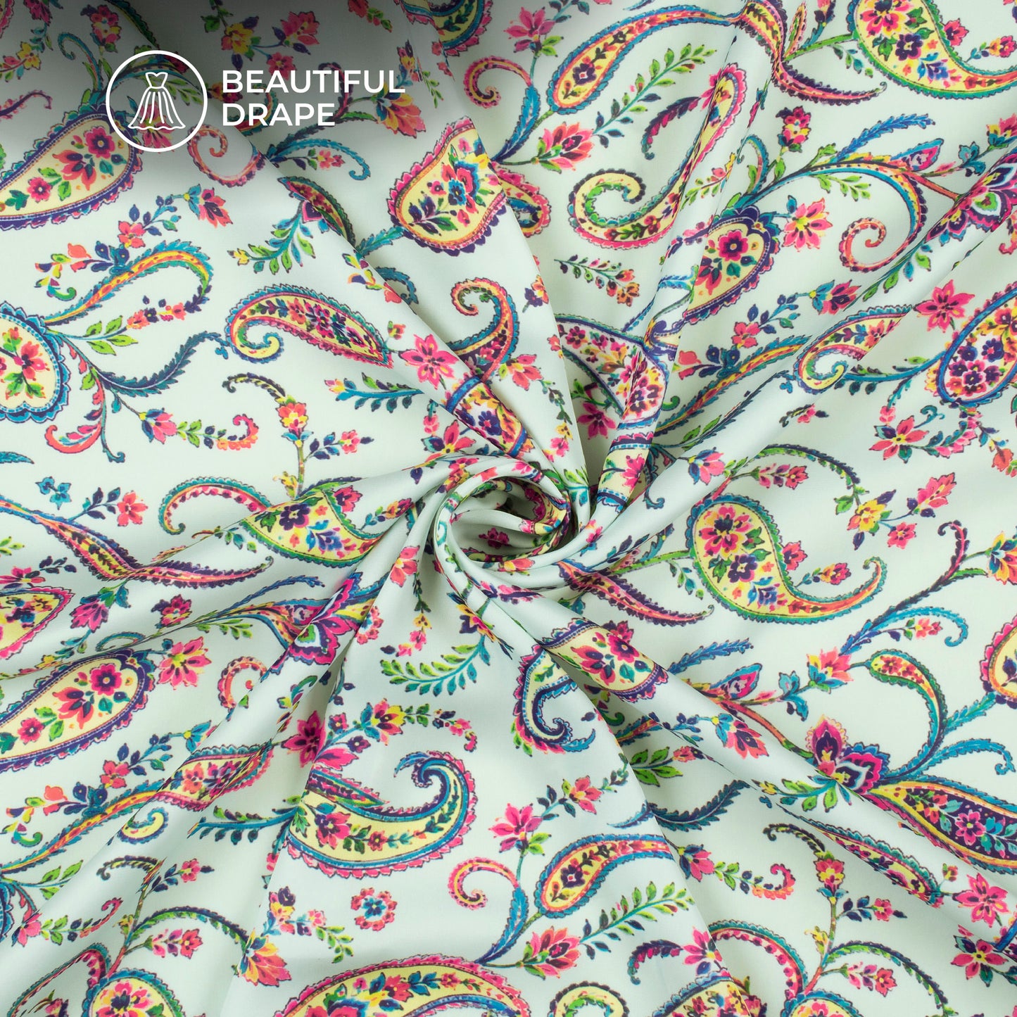 Multi-Color Paisley Digital Print Imported Satin Fabric
