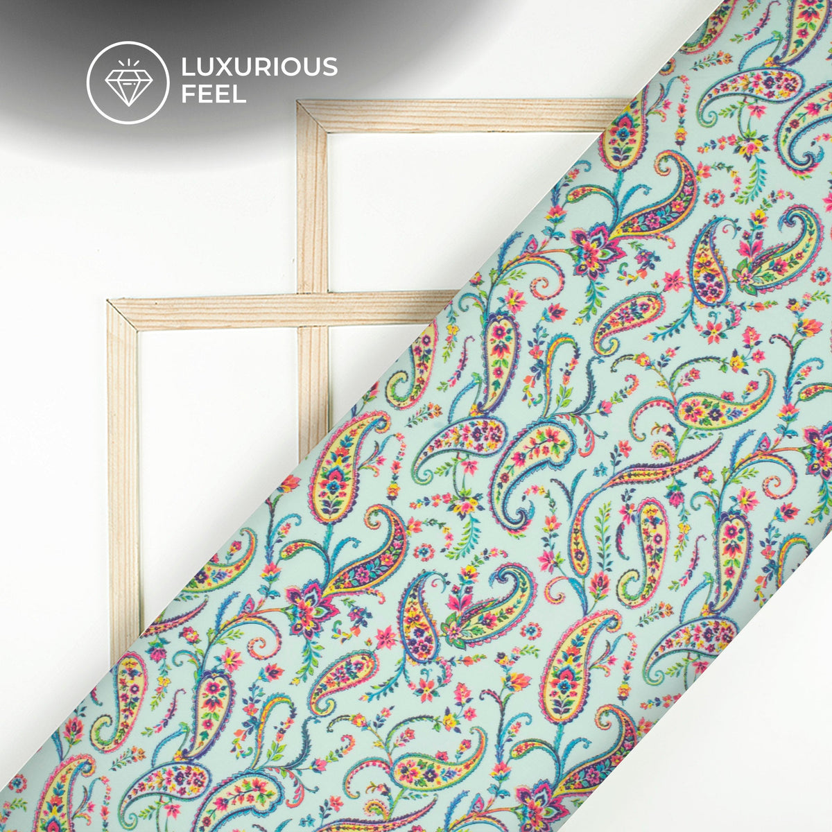 Multi-Color Paisley Digital Print Imported Satin Fabric