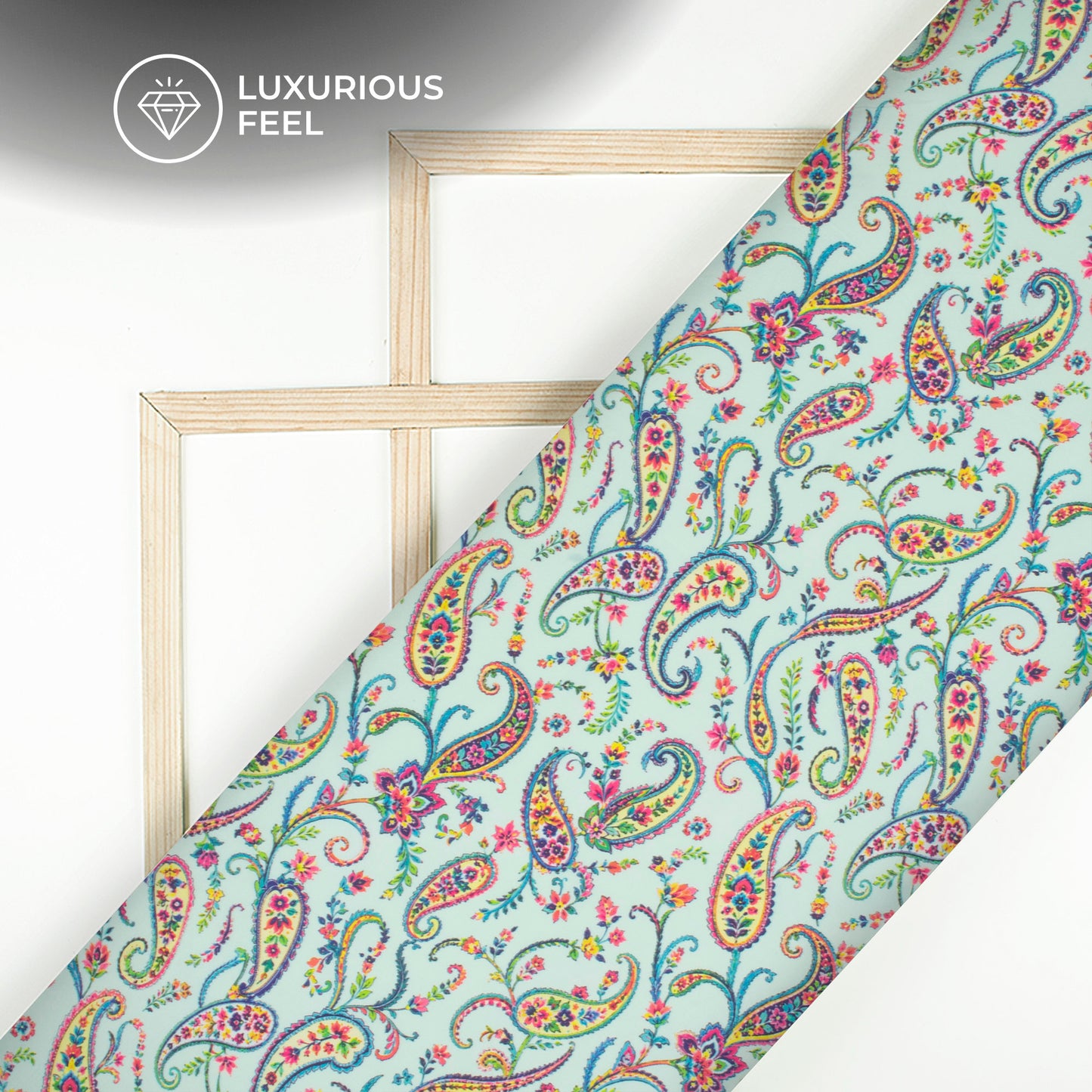 Multi-Color Paisley Digital Print Imported Satin Fabric