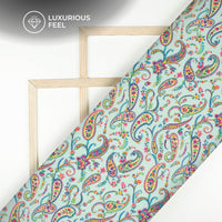 Multi-Color Paisley Digital Print Imported Satin Fabric