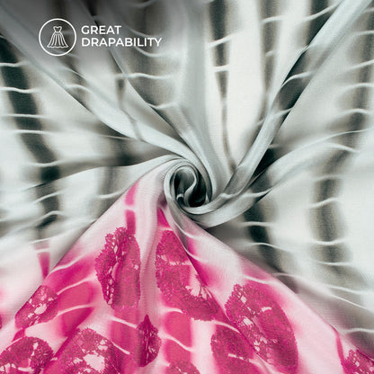 Contemporary Ombre Shibori Digital Print Viscose Chinnon Chiffon Fabric