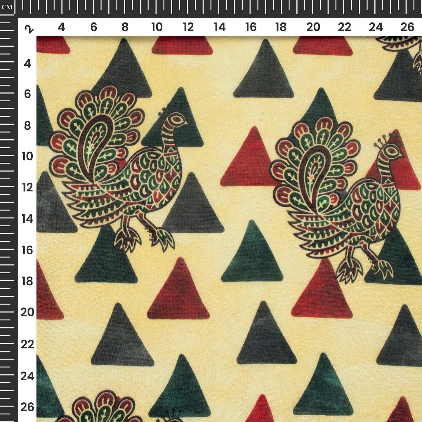 Contemporary Folk Kalamkari Inspire  Digital Print Pure Organza Fabric