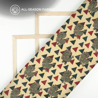 Contemporary Folk Kalamkari Inspire  Digital Print Pure Organza Fabric