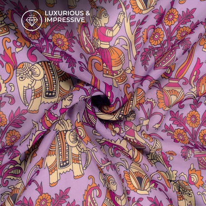 Pink Palace Story Digital Print Pure Organza Fabric | Festive Collection