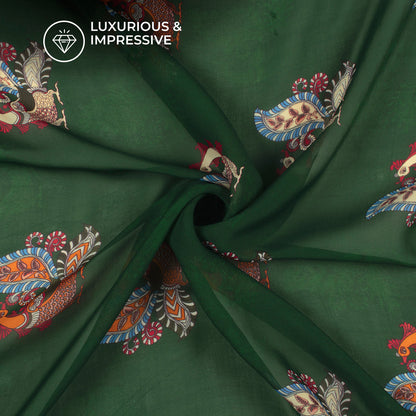 Forest Melody Kalamkari Inspire Digital Print Pure Organza Fabric