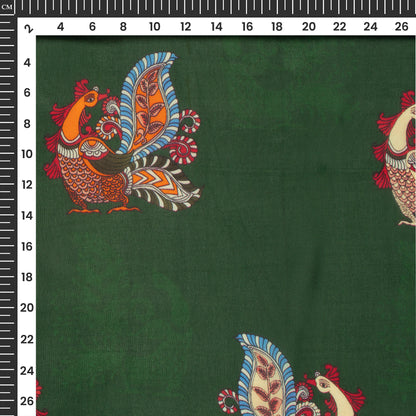 Forest Melody Kalamkari Inspire Digital Print Pure Organza Fabric