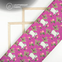Kamdhenu Lotus Pichwai Digital Print Viscose Chanderi Fabric