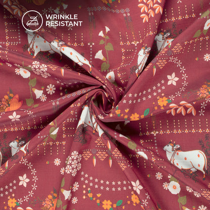 Traditional Indian Art Digital Print Viscose Chanderi Fabric