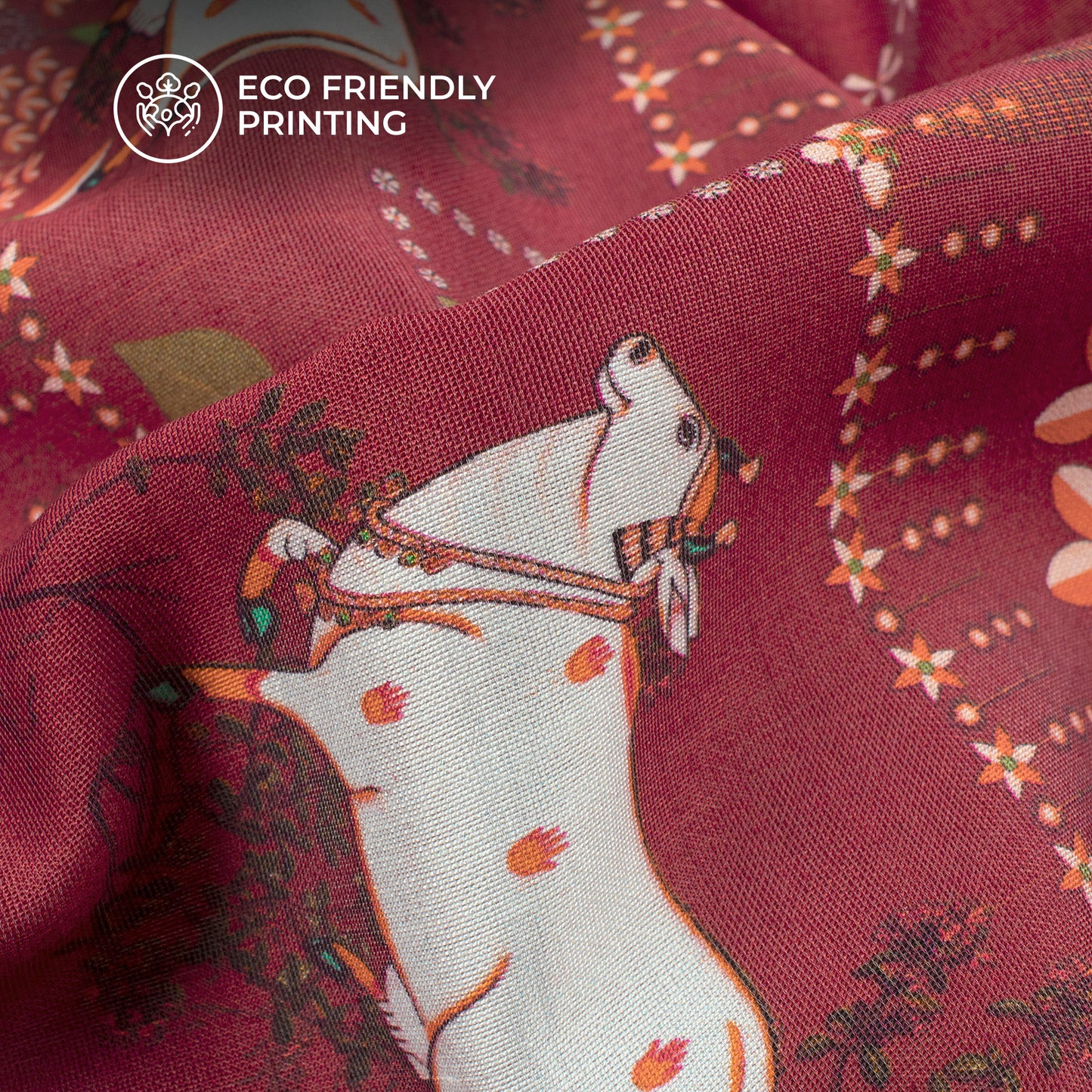 Traditional Indian Art Digital Print Viscose Chanderi Fabric