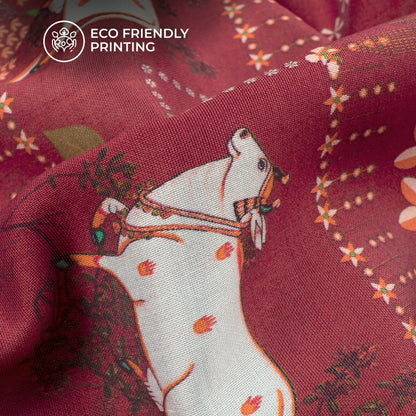 Traditional Indian Art Digital Print Viscose Chanderi Fabric