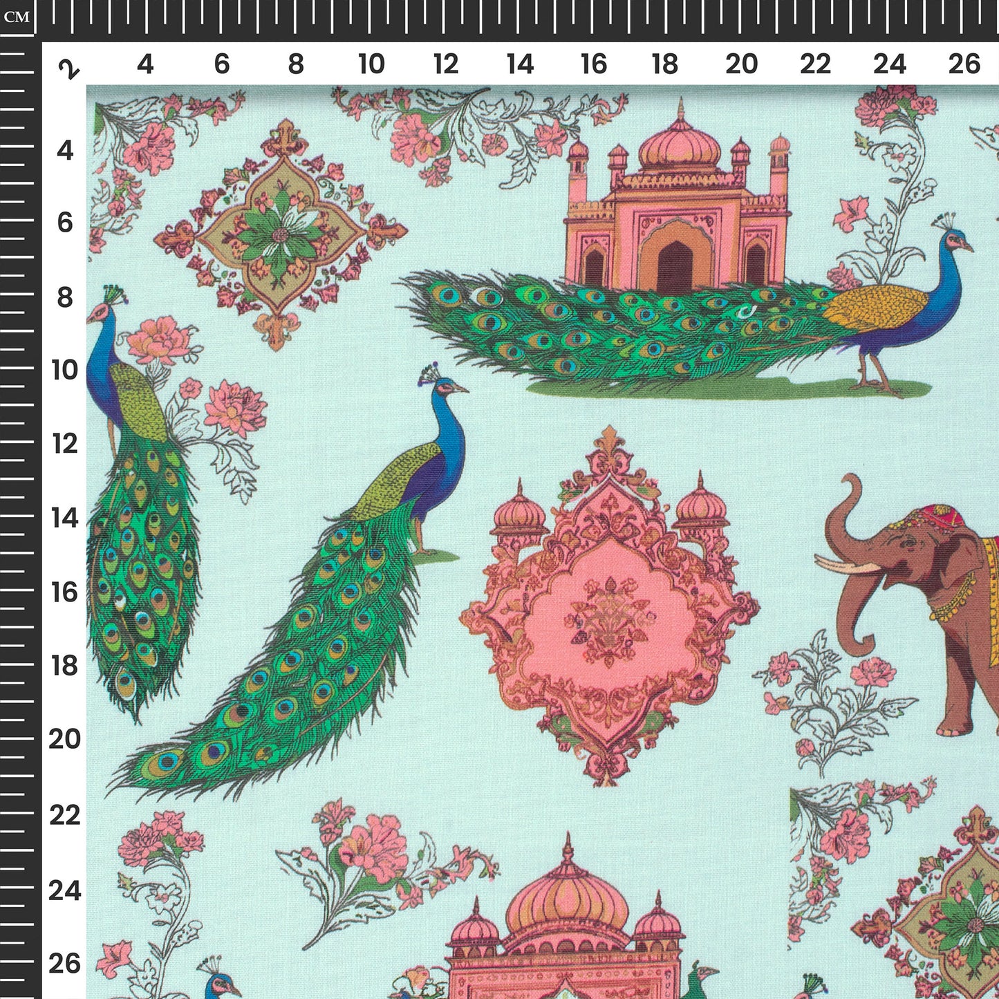 Lotus And Cow Heritage Digital Print Viscose Chanderi Fabric