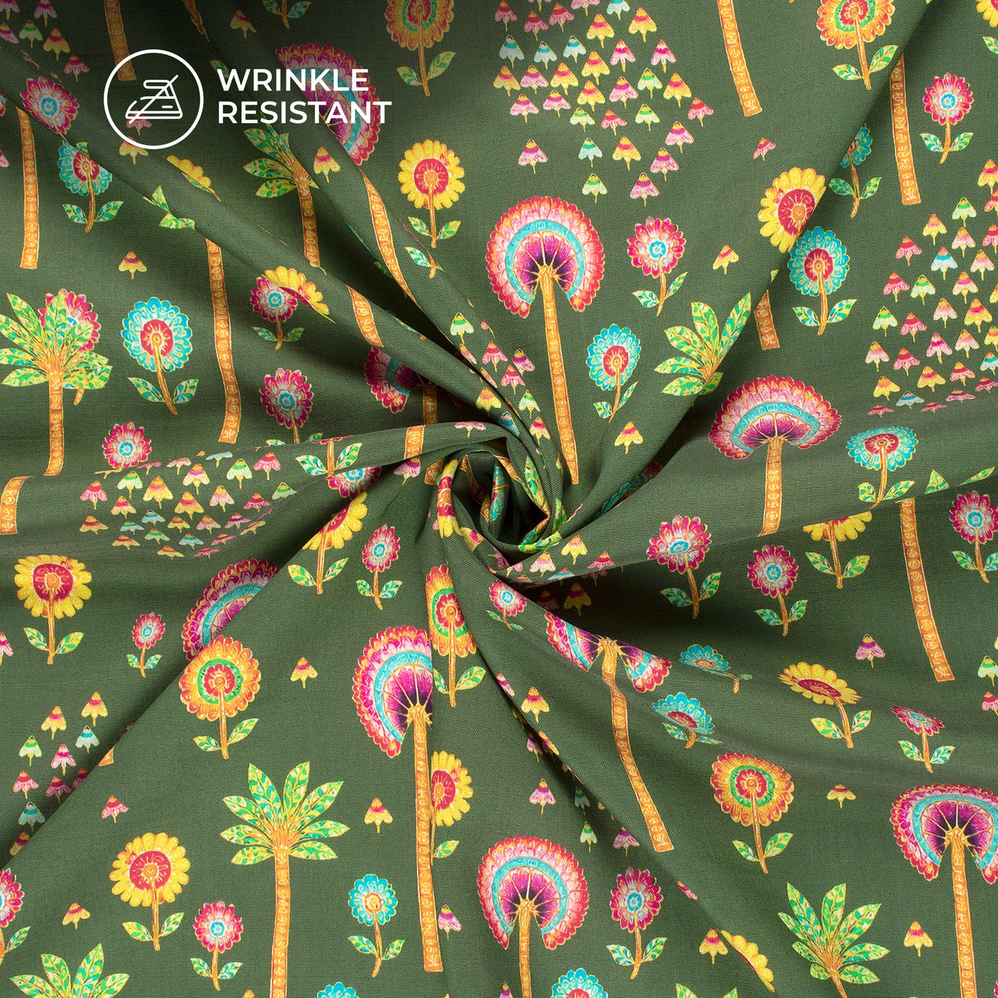Pichwai Floral Story Digital Print Viscose Chanderi Fabric