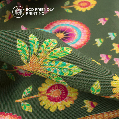 Pichwai Floral Story Digital Print Viscose Chanderi Fabric