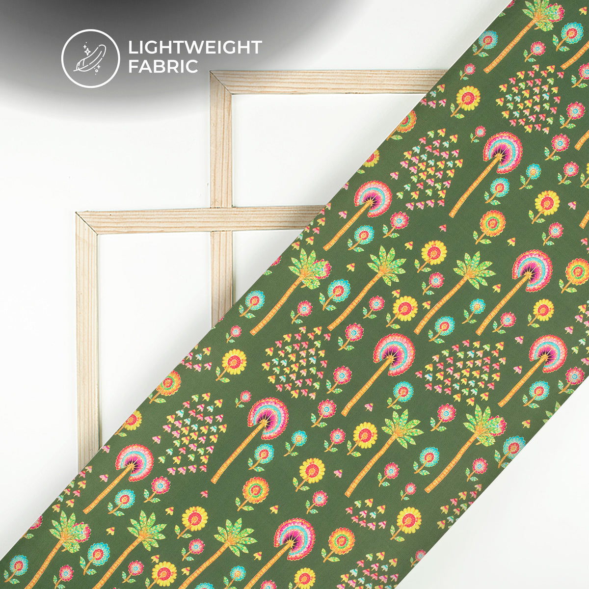 Pichwai Floral Story Digital Print Viscose Chanderi Fabric