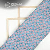 Baby Blue Floral Digital Print Cotton Mulmul Fabric