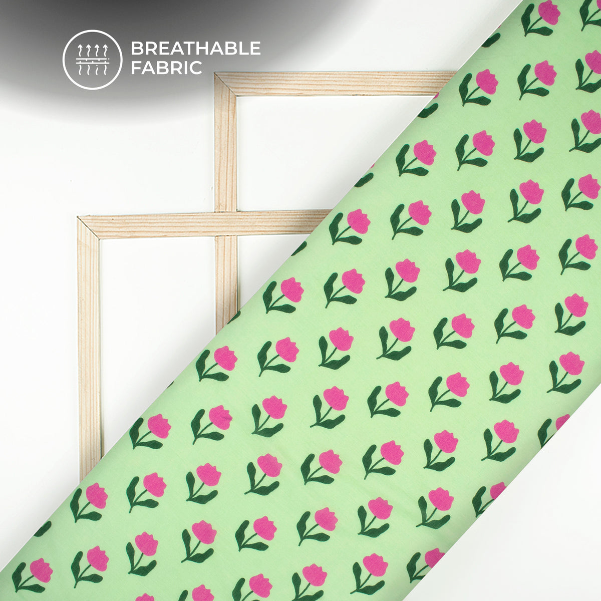 Mint Green Floral Digital Print Cotton Mulmul Fabric