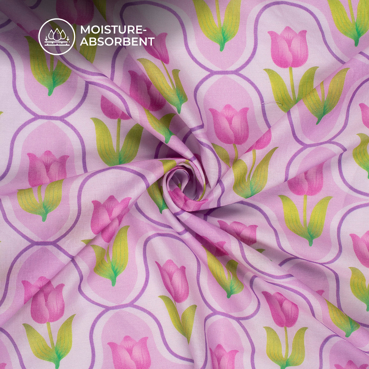 Rose Pink Floral Digital Print Cotton Mulmul Fabric