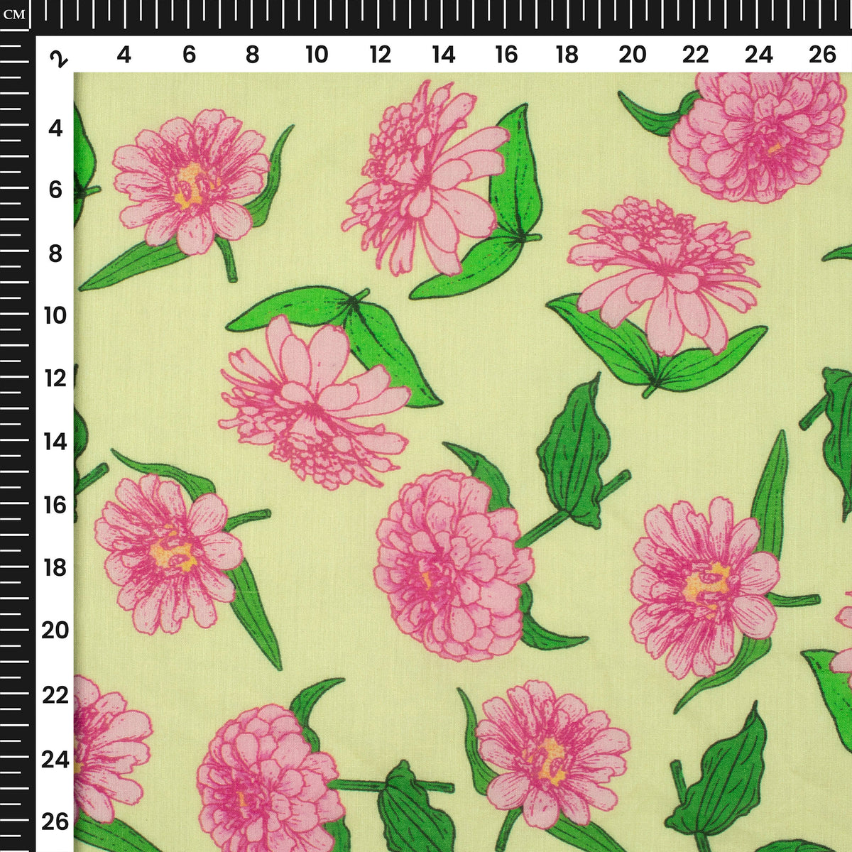 Canary Yellow Floral Digital Print Cotton Mulmul Fabric