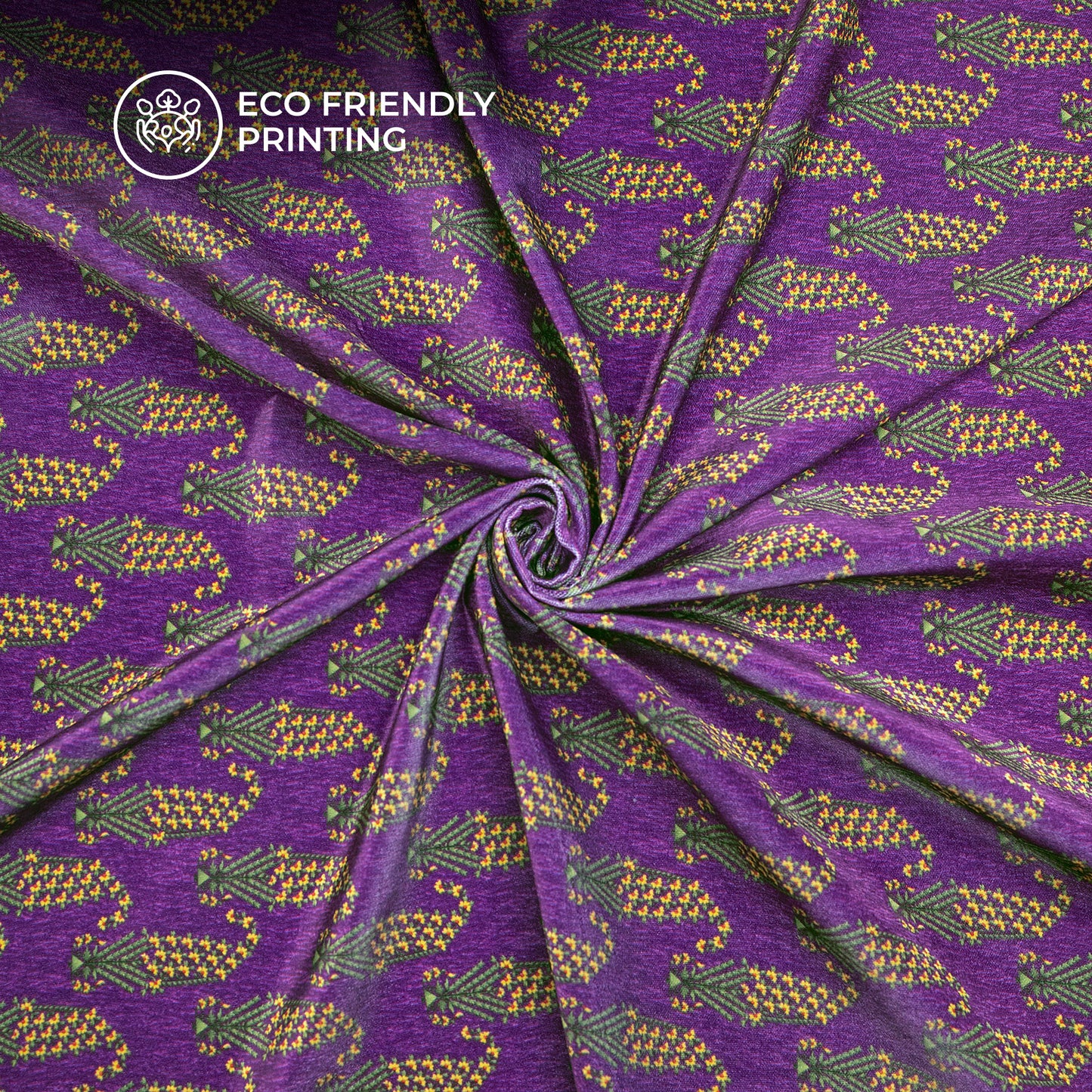 Violet Purple Floral Digital Print Velvet Fabric